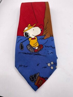 Peanuts Snoopy and Woodstock Men's Silk Vintage Necktie Golf Collectible Fan Dad